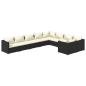 Preview: 9-tlg. Garten-Lounge-Set mit Kissen Poly Rattan Schwarz