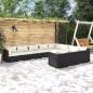 Preview: ARDEBO.de - 10-tlg. Garten-Lounge-Set mit Kissen Poly Rattan Schwarz