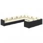 Preview: 10-tlg. Garten-Lounge-Set mit Kissen Poly Rattan Schwarz