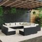 Preview: ARDEBO.de - 11-tlg. Garten-Lounge-Set mit Kissen Schwarz Poly Rattan