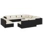 Preview: 11-tlg. Garten-Lounge-Set mit Kissen Schwarz Poly Rattan