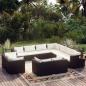 Preview: ARDEBO.de - 11-tlg. Garten-Lounge-Set mit Kissen Schwarz Poly Rattan