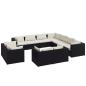 Preview: 11-tlg. Garten-Lounge-Set mit Kissen Schwarz Poly Rattan