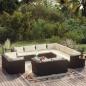 Preview: ARDEBO.de - 12-tlg. Garten-Lounge-Set mit Kissen Schwarz Poly Rattan