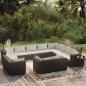 Preview: ARDEBO.de - 12-tlg. Garten-Lounge-Set mit Kissen Schwarz Poly Rattan