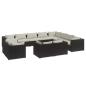 Preview: 12-tlg. Garten-Lounge-Set mit Kissen Schwarz Poly Rattan