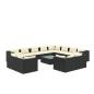 Preview: 13-tlg. Garten-Lounge-Set mit Kissen Schwarz Poly Rattan