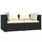 Preview: 3-tlg. Garten-Lounge-Set mit Auflagen Schwarz Poly Rattan