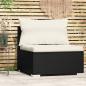 Preview: ARDEBO.de - Garten-Mittelsofa mit Kissen Schwarz Poly Rattan