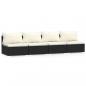 Preview: ARDEBO.de - 4-Sitzer-Sofa mit Kissen Schwarz Poly Rattan