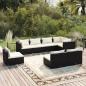 Preview: ARDEBO.de - 8-tlg. Garten-Lounge-Set mit Kissen Poly Rattan Schwarz