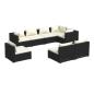 Preview: 8-tlg. Garten-Lounge-Set mit Kissen Poly Rattan Schwarz