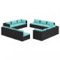 Preview: 12-tlg. Garten-Lounge-Set mit Kissen Poly Rattan Schwarz