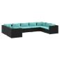 Preview: 9-tlg. Garten-Lounge-Set mit Kissen Poly Rattan Schwarz