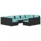 Preview: 9-tlg. Garten-Lounge-Set mit Kissen Schwarz Poly Rattan