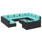 Preview: 12-tlg. Garten-Lounge-Set mit Kissen Schwarz Poly Rattan