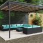 Preview: ARDEBO.de - 12-tlg. Garten-Lounge-Set mit Kissen Poly Rattan Schwarz