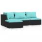 Preview: 4-tlg. Garten-Lounge-Set mit Kissen Schwarz Poly Rattan