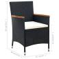 Preview: 5-tlg. Garten-Essgruppe mit Kissen Poly Rattan Schwarz