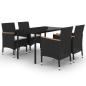 Preview: 5-tlg. Garten-Essgruppe mit Auflagen Poly Rattan und Glas