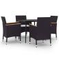 Preview: 5-tlg. Garten-Essgruppe mit Auflagen Poly Rattan und Glas