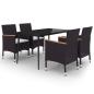 Preview: 5-tlg. Garten-Essgruppe mit Auflagen Poly Rattan und Glas