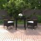 Preview: ARDEBO.de - 3-tlg. Garten-Essgruppe mit Auflagen Poly Rattan und Glas