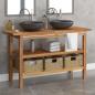 Preview: ARDEBO.de - Waschtisch mit Marmorwaschbecken Schwarz Massivholz Teak