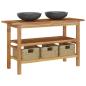 Preview: Waschtisch mit Marmorwaschbecken Schwarz Massivholz Teak