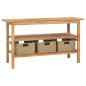 Preview: Waschtisch mit Marmorwaschbecken Schwarz Massivholz Teak