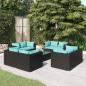 Preview: ARDEBO.de - 9-tlg. Garten-Lounge-Set mit Kissen Poly Rattan Schwarz