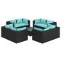 Preview: 9-tlg. Garten-Lounge-Set mit Kissen Poly Rattan Schwarz