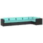 Preview: 6-tlg. Garten-Lounge-Set mit Kissen Poly Rattan Schwarz