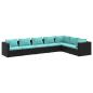 Preview: 7-tlg. Garten-Lounge-Set mit Kissen Poly Rattan Schwarz