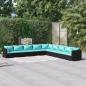 Preview: ARDEBO.de - 9-tlg. Garten-Lounge-Set mit Kissen Poly Rattan Schwarz