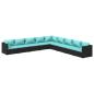 Preview: 9-tlg. Garten-Lounge-Set mit Kissen Poly Rattan Schwarz