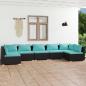 Preview: ARDEBO.de - 7-tlg. Garten-Lounge-Set mit Kissen Poly Rattan Schwarz