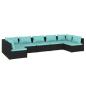 Preview: 7-tlg. Garten-Lounge-Set mit Kissen Poly Rattan Schwarz