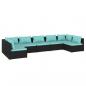 Preview: 7-tlg. Garten-Lounge-Set mit Kissen Poly Rattan Schwarz