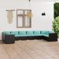 Preview: ARDEBO.de - 10-tlg. Garten-Lounge-Set mit Kissen Poly Rattan Schwarz