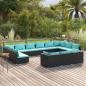 Preview: ARDEBO.de - 13-tlg. Garten-Lounge-Set mit Kissen Schwarz Poly Rattan