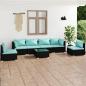 Preview: ARDEBO.de - 7-tlg. Garten-Lounge-Set mit Kissen Poly Rattan Schwarz
