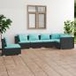 Preview: ARDEBO.de - 6-tlg. Garten-Lounge-Set mit Kissen Poly Rattan Schwarz