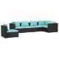 Preview: 6-tlg. Garten-Lounge-Set mit Kissen Poly Rattan Schwarz