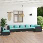 Preview: ARDEBO.de - 7-tlg. Garten-Lounge-Set mit Kissen Poly Rattan Schwarz