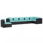 Preview: 7-tlg. Garten-Lounge-Set mit Kissen Poly Rattan Schwarz