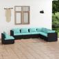 Preview: ARDEBO.de - 7-tlg. Garten-Lounge-Set mit Kissen Poly Rattan Schwarz