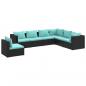 Preview: 7-tlg. Garten-Lounge-Set mit Kissen Poly Rattan Schwarz