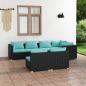 Preview: ARDEBO.de - 7-tlg. Garten-Lounge-Set mit Kissen Schwarz Poly Rattan
