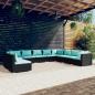 Preview: ARDEBO.de - 10-tlg. Garten-Lounge-Set mit Kissen Schwarz Poly Rattan